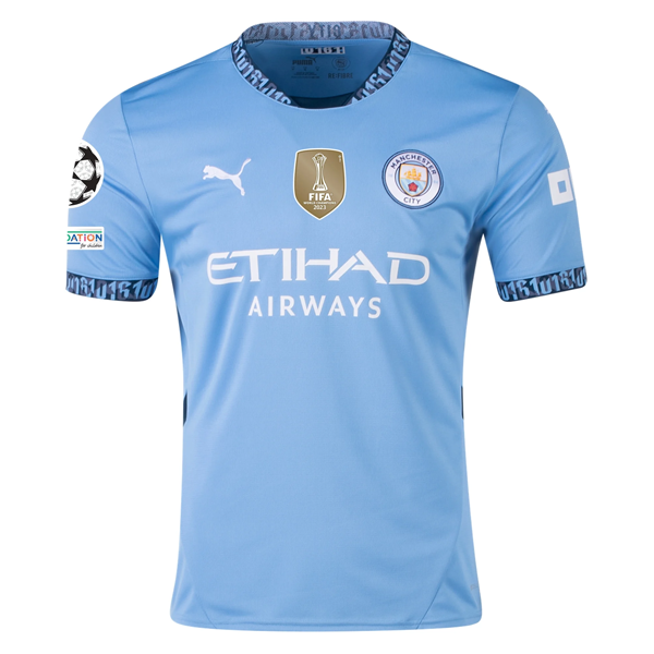 Puma Manchester City Mateo Kovačić Home Jersey w/ Champions League + Club World Cup Patch 24/25 (Team Light Blue/Marine Blue)