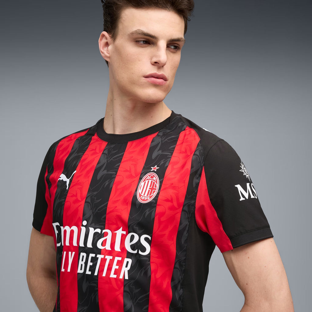 Puma Bartesaghi Men's AC Milan Authentic Home Jersey 25/26 w/ Seria A Patch (Red/Black)