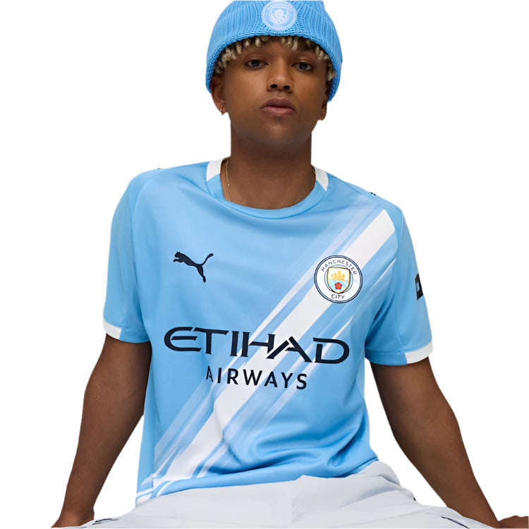 Puma Manuel Akanji Manchester City Home Jersey 25/26 w/ EPL + Sponsor Patch (Team Light Blue/Puma White)