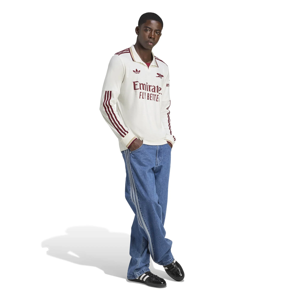 adidas Arsenal Declan Rice Third Long Sleeve Jersey w/ EPL + No Room For Racism 25/26 (White/Burgundy)