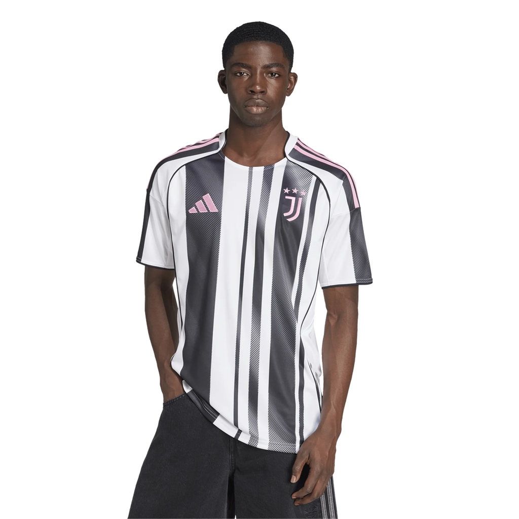 adidas Men's Juventus Miretti Home Jersey w/ Serie A Patch 25/26 (White/Black/Pink)