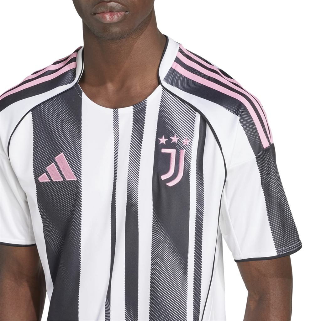 adidas Juventus Cabal Home Jersey w/ Champions League Patches 25/26 (White/Black/Pink)