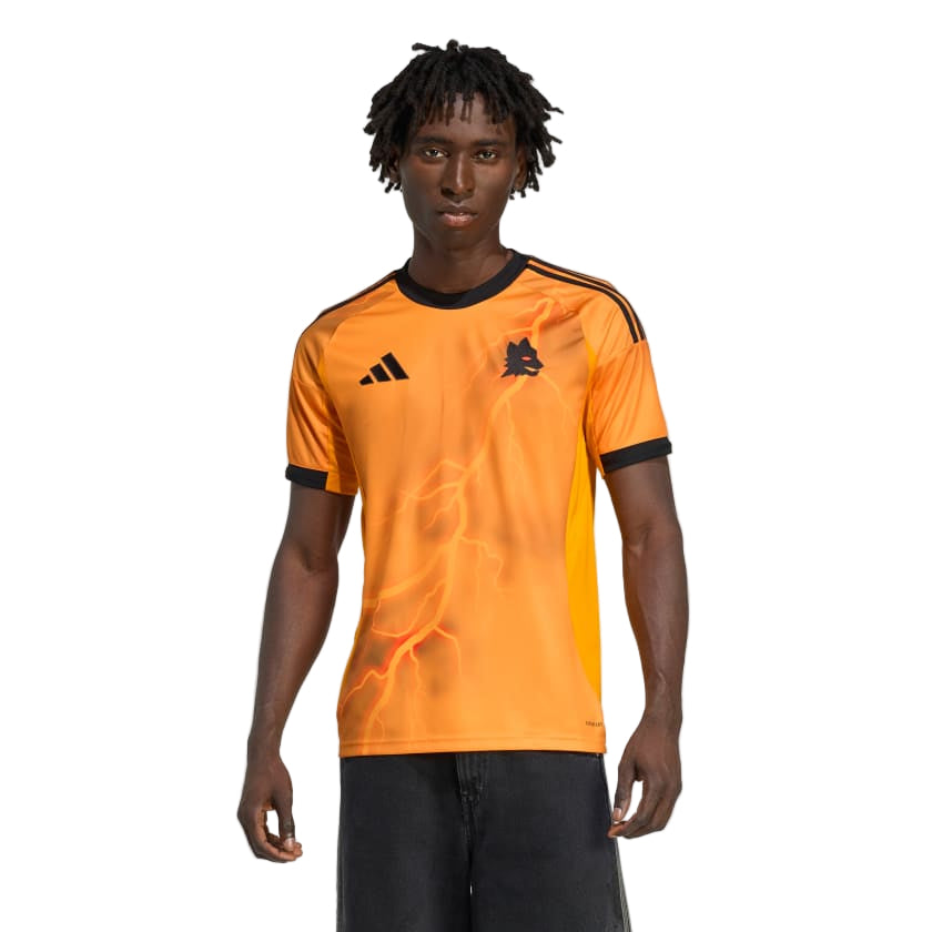adidas Roma Evan Ndicka Away Jersey w/ Serie A Patch 25/26 (Orange/Black)