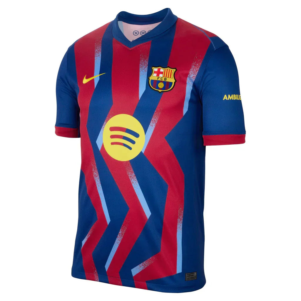 Nike Men's FC Barcelona Eric 4th Jersey 25/26 w/ La Liga Patches (Blue/Red/Yellow)