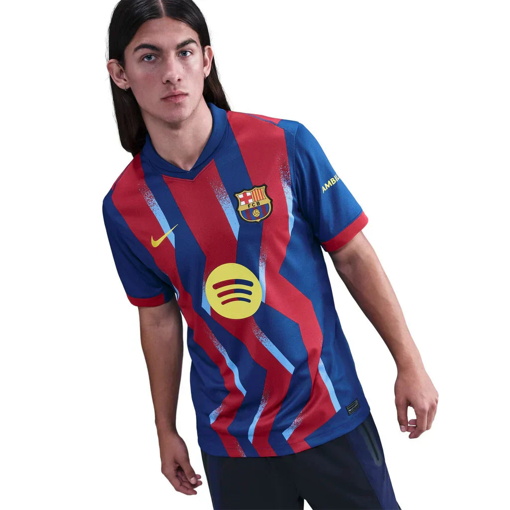 Nike Men's FC Barcelona Raphinha 4th Jersey 25/26 w/ La Liga Patches (Blue/Red/Yellow)