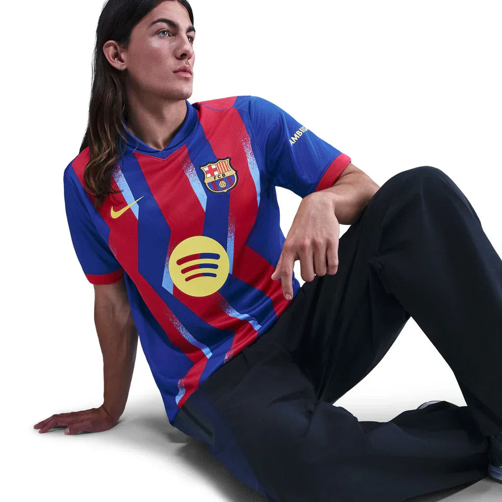 Nike Men's FC Barcelona F. De Jong 4th Jersey 25/26 w/ La Liga Patches (Blue/Red/Yellow)