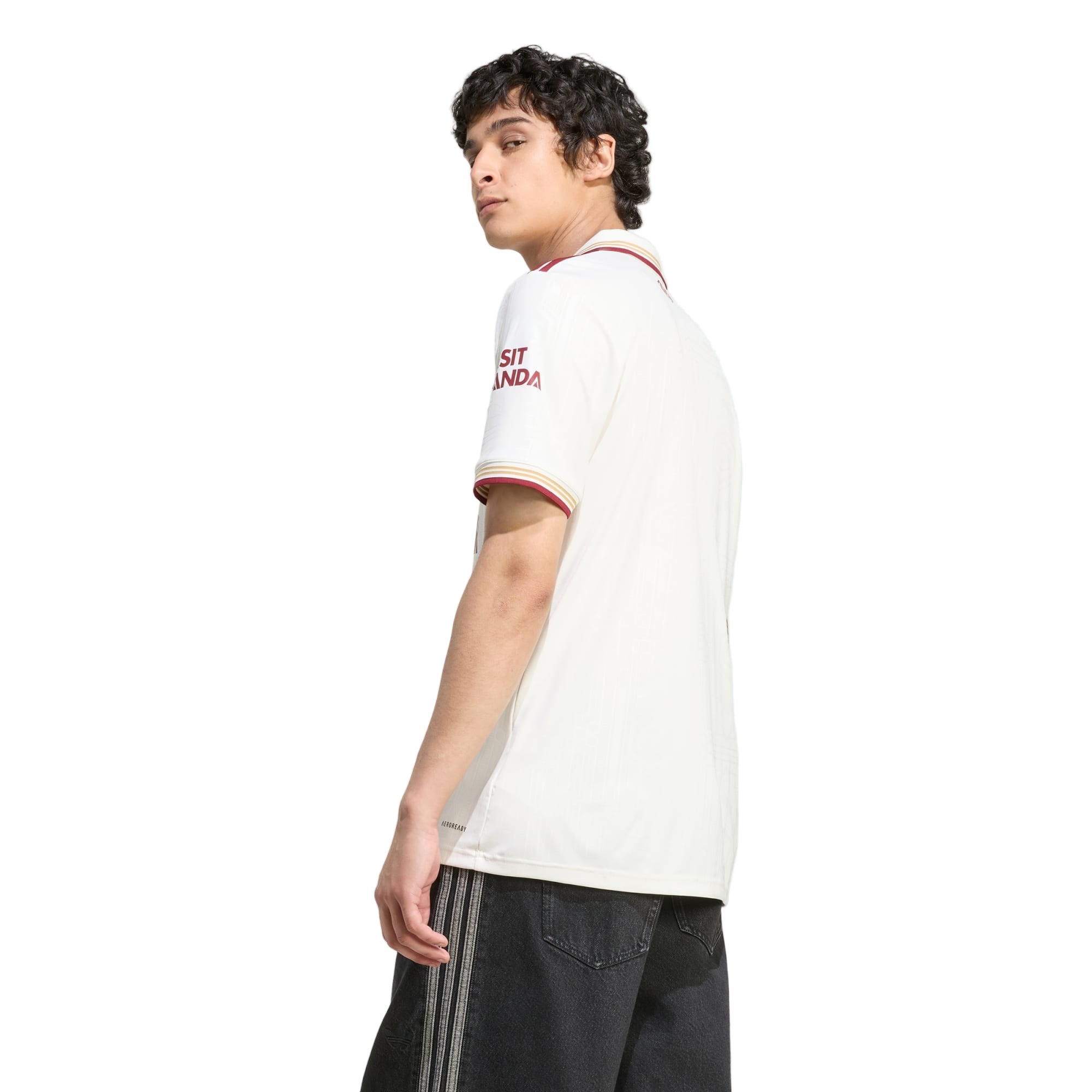 adidas Odegaard Men's Arsenal FC Third Jersey 25/26 w/ NRFR + EPL Patches (White/Burgundy)