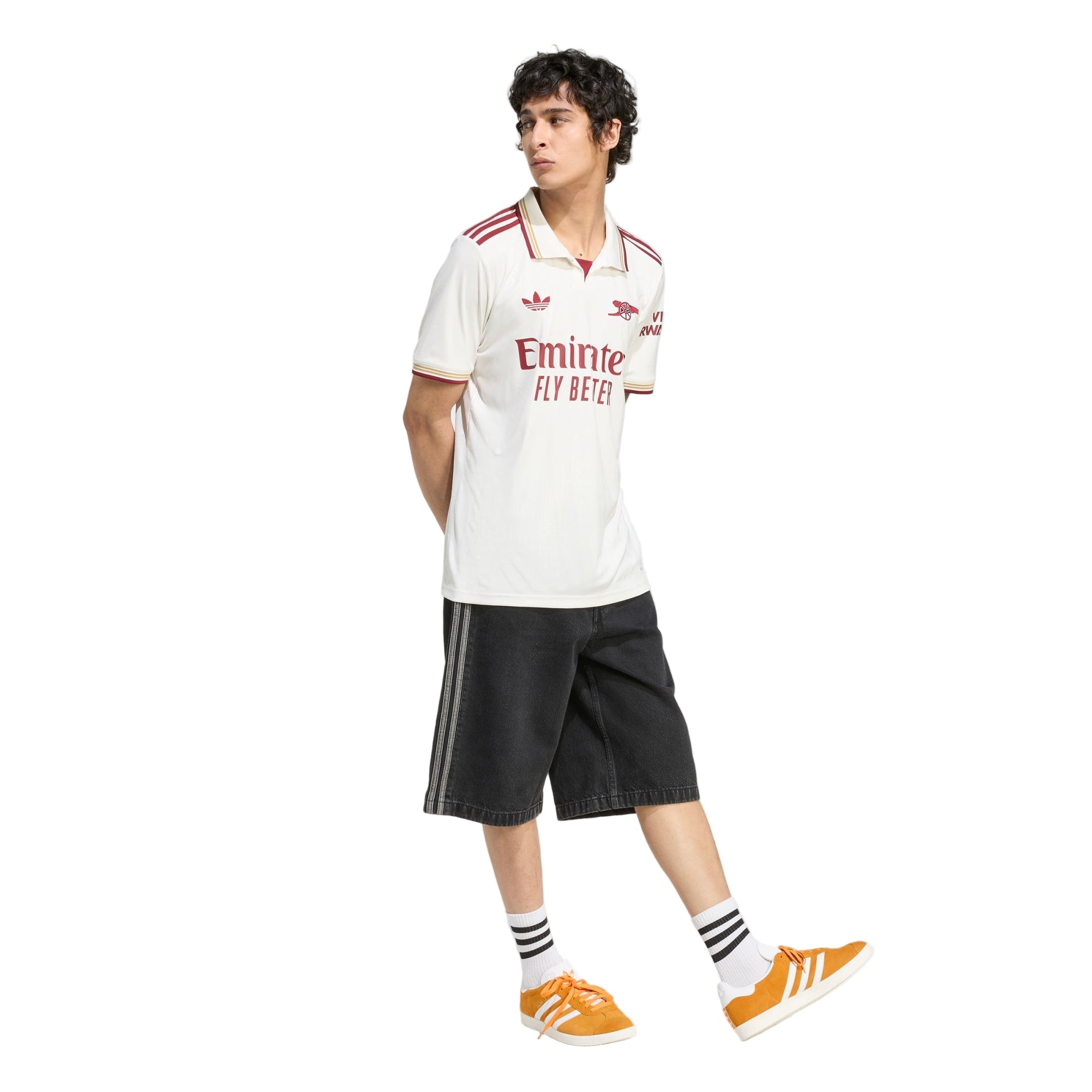 adidas Norgaard Men's Arsenal FC Third Jersey 25/26 w/ NRFR + EPL Patches (White/Burgundy)