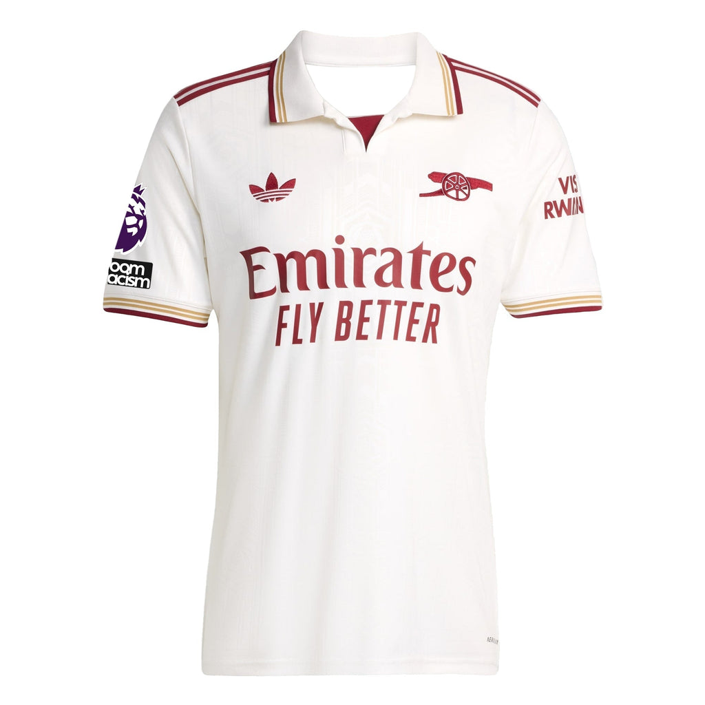 adidas Havertz Men's Arsenal FC Third Jersey 25/26 w/ NRFR + EPL Patches (White/Burgundy)