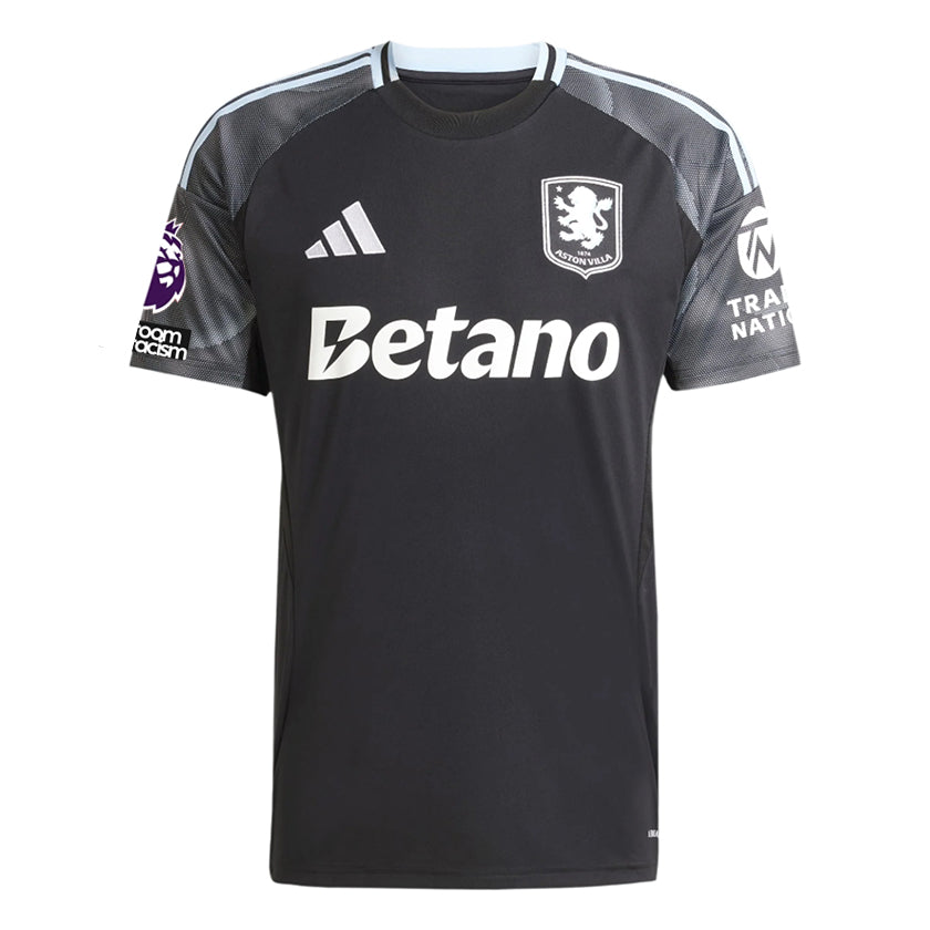 adidas Guessand Men's Aston Villa 25/26 Away Jersey w/ EPL + NRFR Patches (Black/Global Blue)