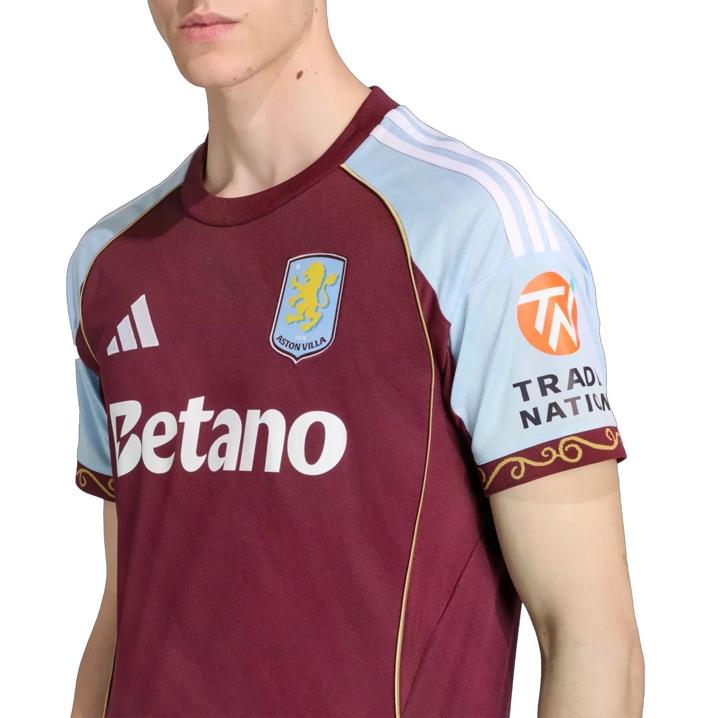 adidas Cash Men's Aston Villa Home Jersey 25/26 w/ NRFR + EPL Patches (Maroon/Blue)