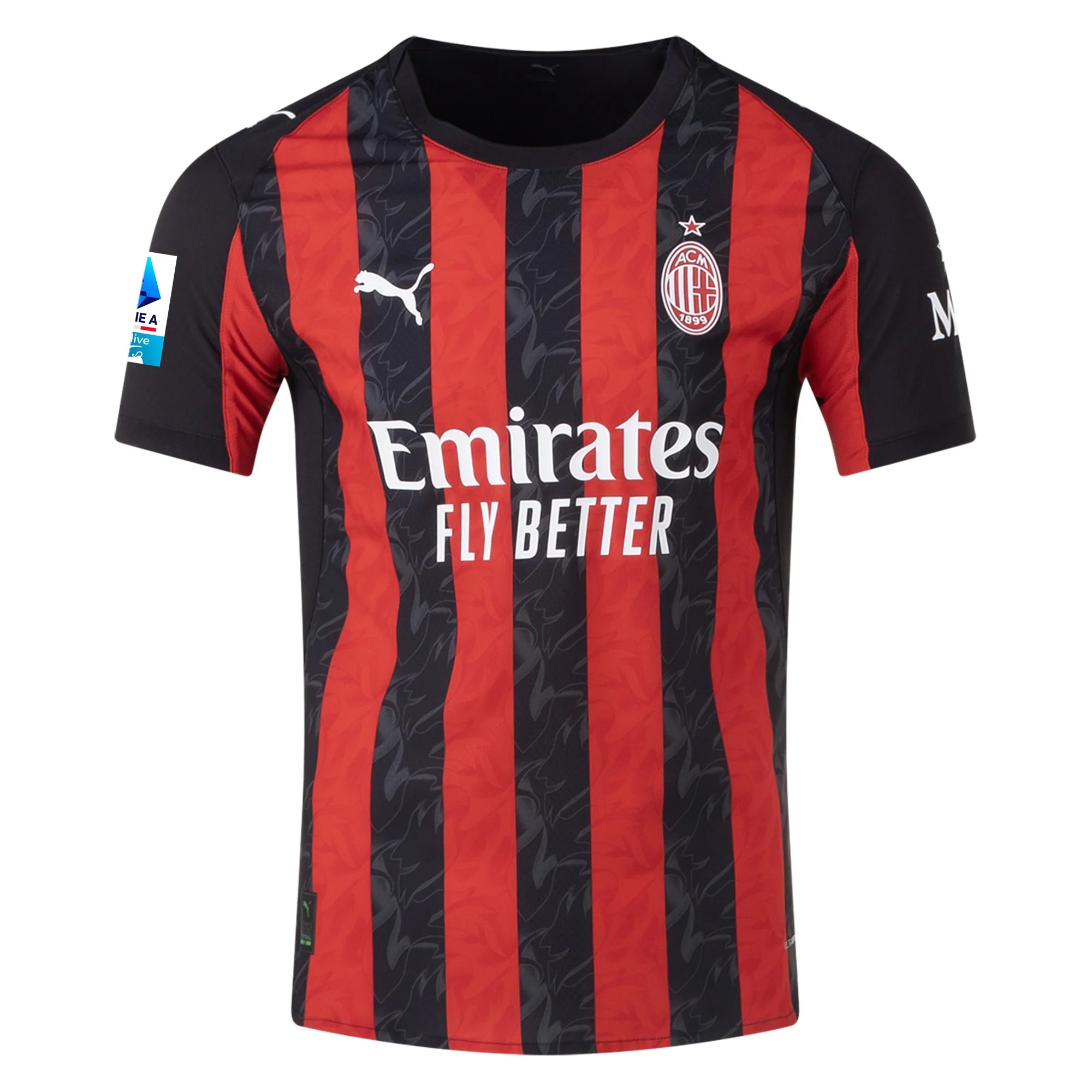 Puma Rafa Leao Men's AC Milan Authentic Home Jersey 25/26 w/ Seria A Patch (Red/Black)