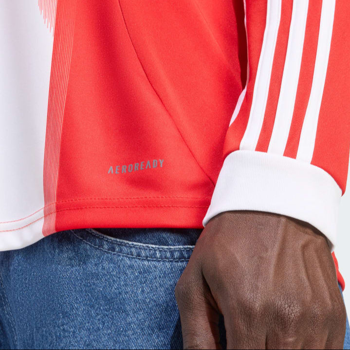 adidas Men's Bayern Munich Long Sleeve Home Jersey 25/26 (Red/White)