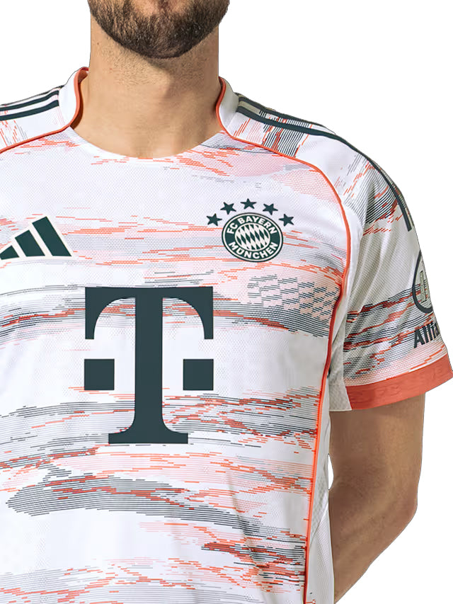 adidas J. Palhinha Authentic Away Jersey 25/26 w/ Sponsor + Meister Bundesliga Patch (White/Red)