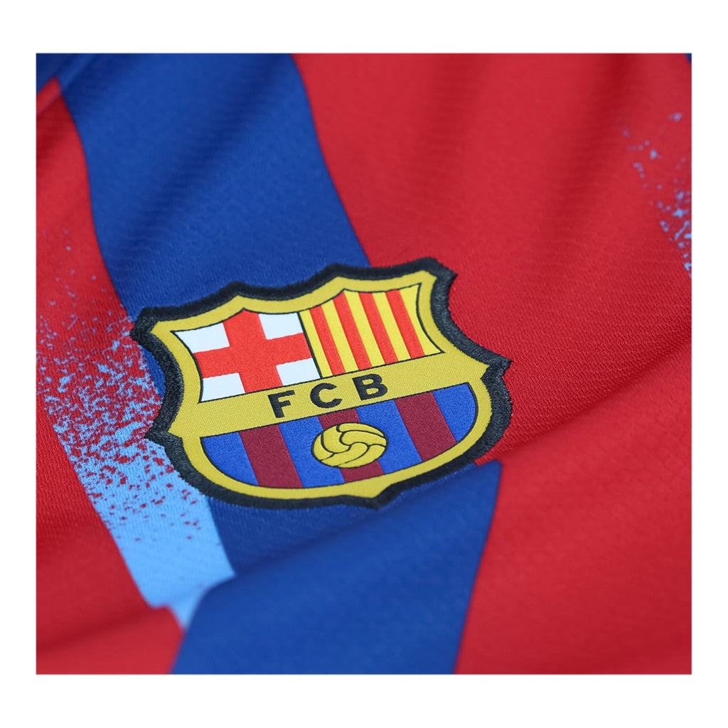 Nike Youth  Bernal FC Barcelona 4th Soccer Jersey 25/26 (Gym Blue/Salsa Red)