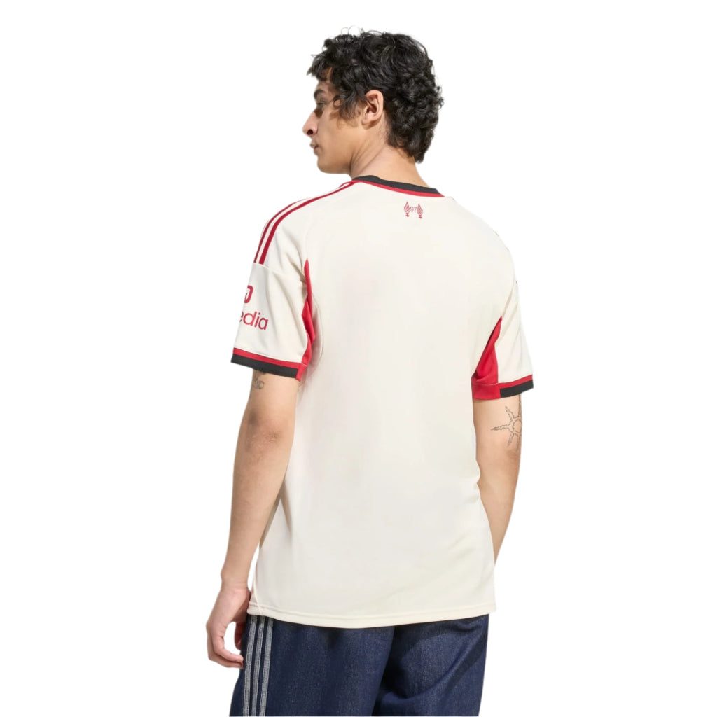 adidas Men's Liverpool Connor Bradley Away Jersey w/ Champions League Patches 25/26 (Wonder White)