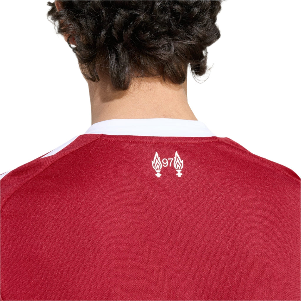 adidas Men's Liverpool Gravenberch Home Jersey 25/26 w/ Champions League Patches (Strawberry Red)