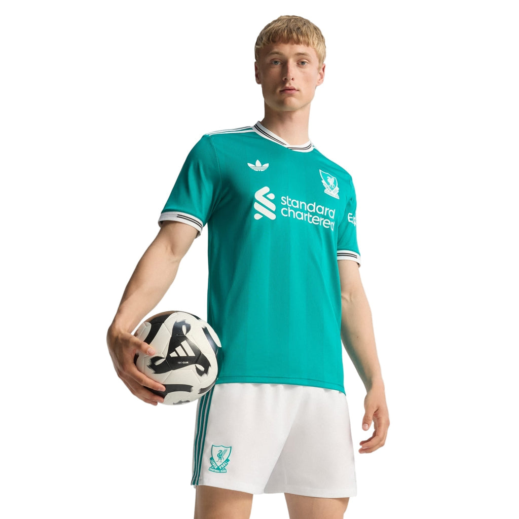 adidas Liverpool FC Authentic YNWA Third Jersey w/ EPL + No Room For Racism Patches 25/26 (Sea Green)