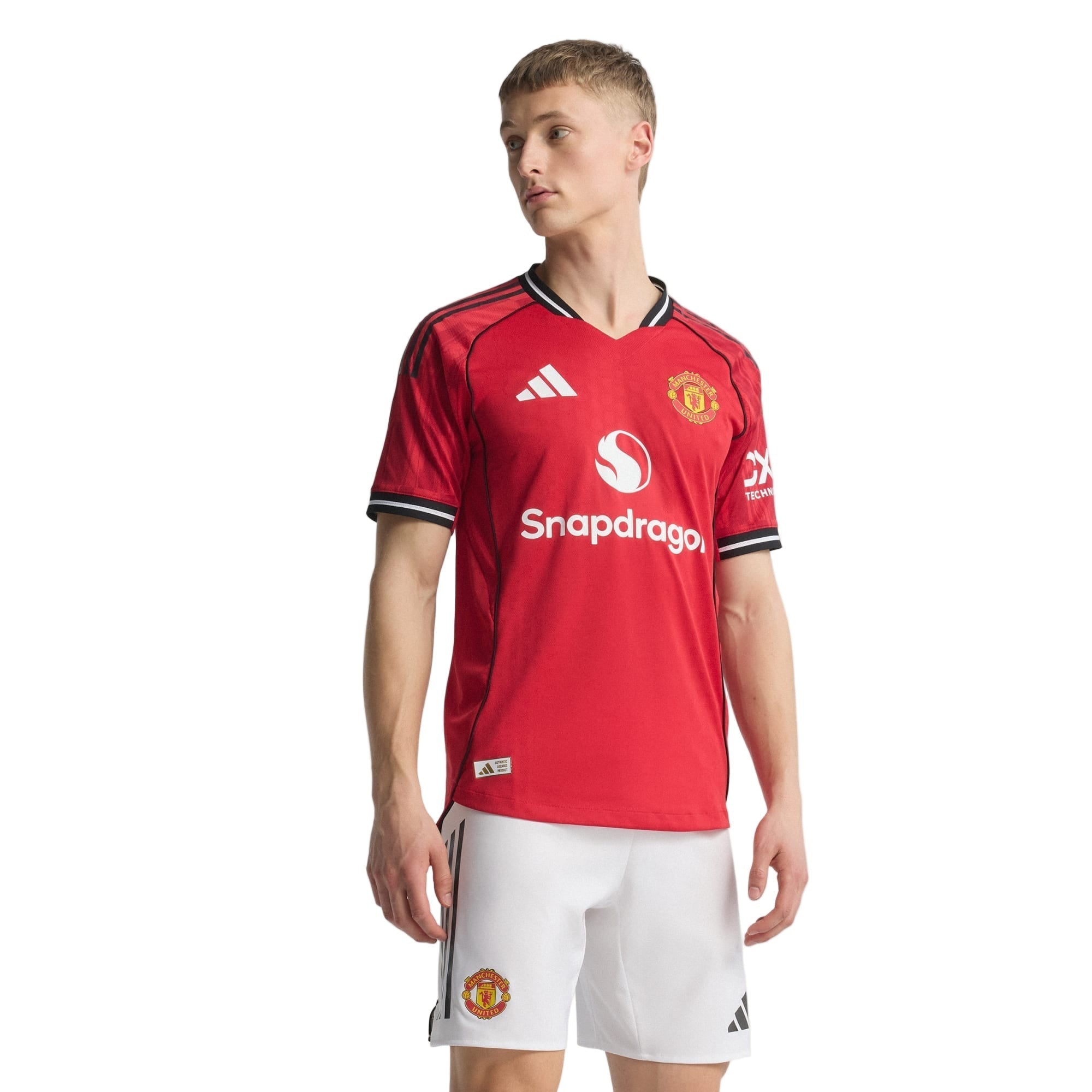 adidas Martinez Men's Manchester United Authentic Home Jersey 25/26 w/ NRFR + EPL Patch (Red)