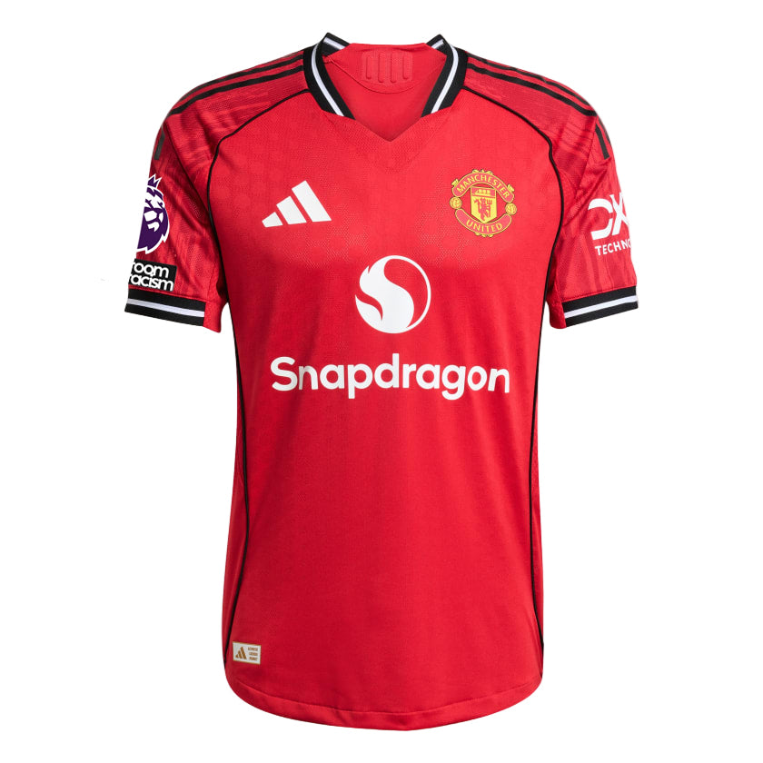 adidas Ugarte Men's Manchester United Authentic Home Jersey 25/26 w/ NRFR + EPL Patch (Red)