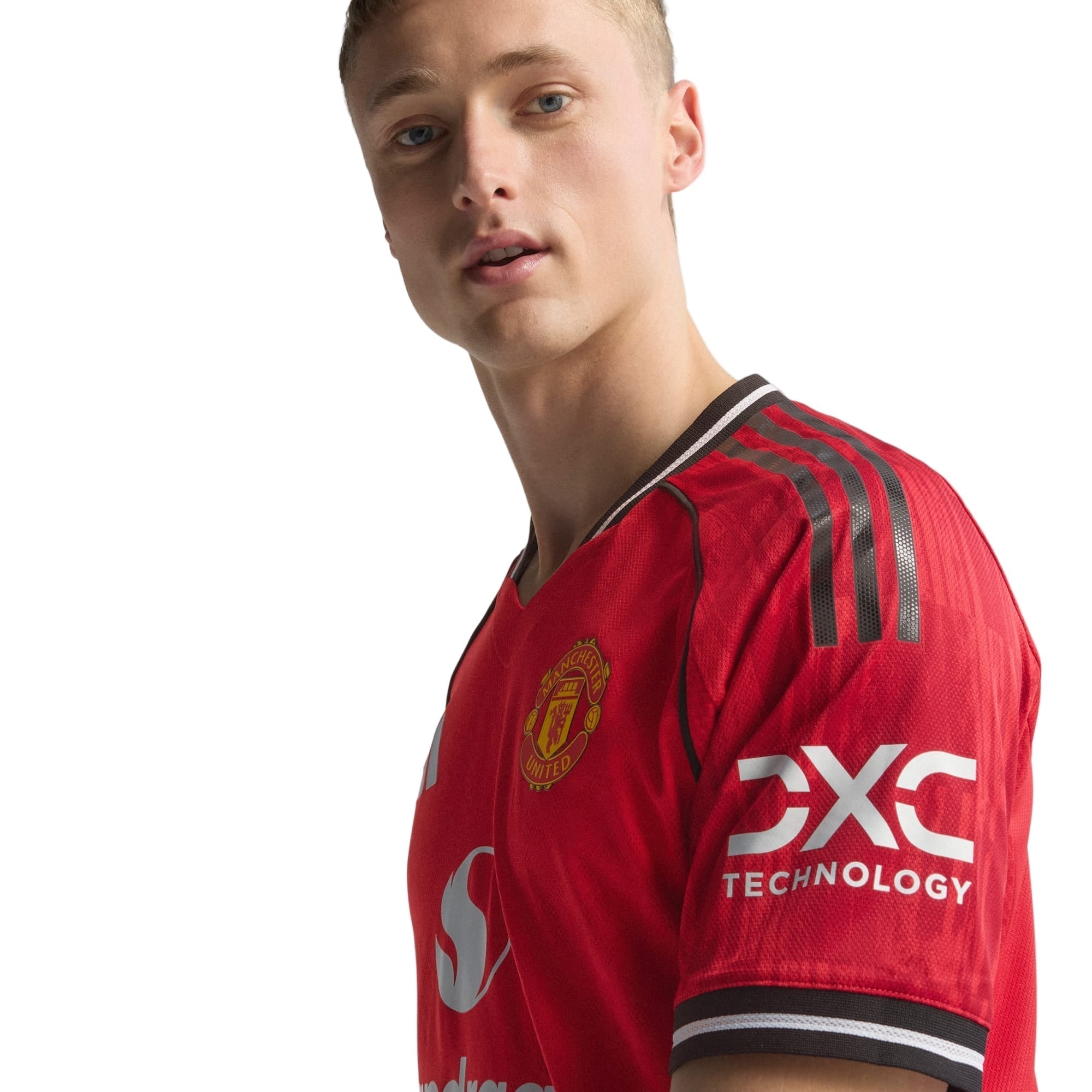 adidas Shaw Men's Manchester United Authentic Home Jersey 25/26 w/ NRFR + EPL Patch (Red)