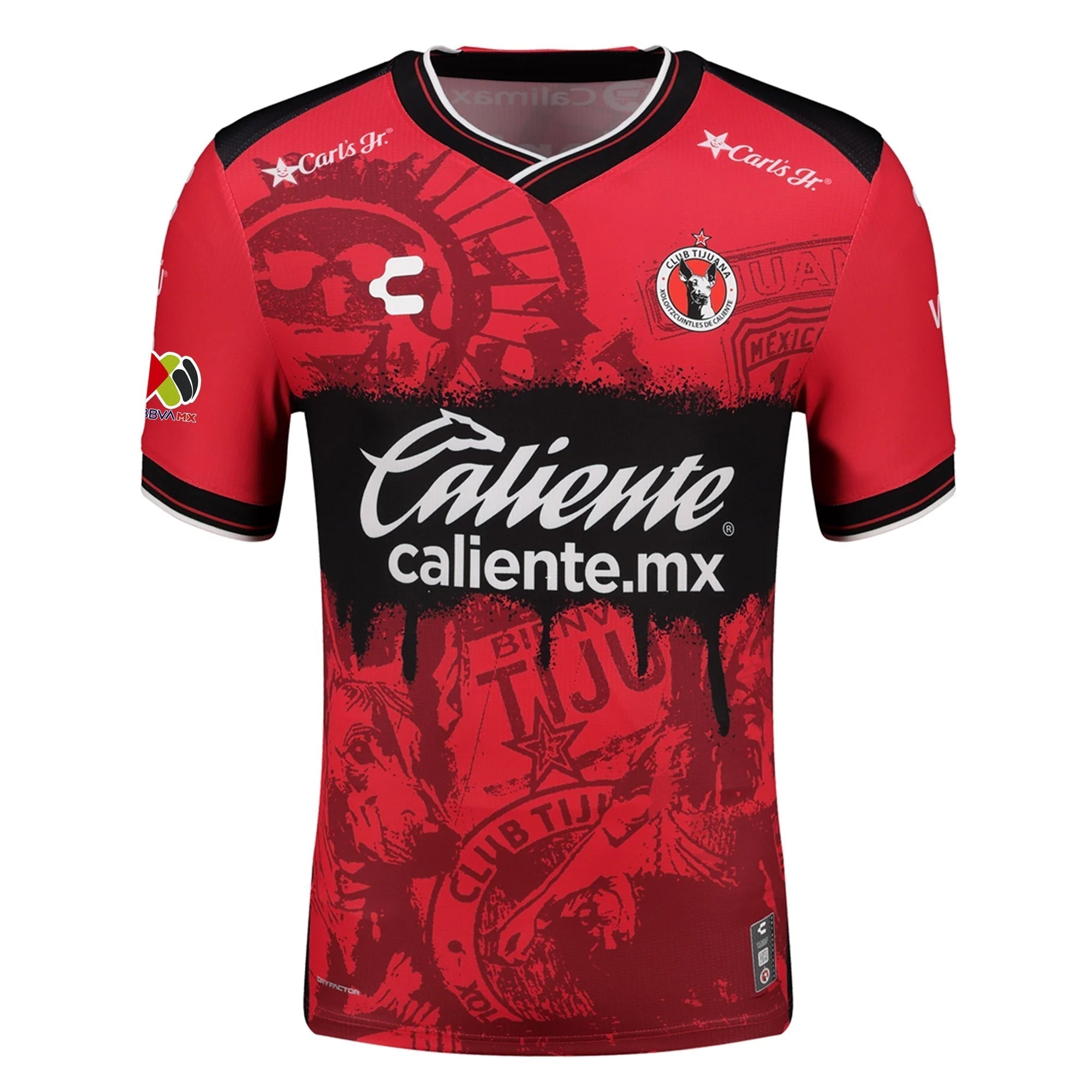 Charly Leonardo Vargas Men's Club Tijuana Xolos Home Jersey 25/26 w/ BBVA MX Patch (Red/Black)