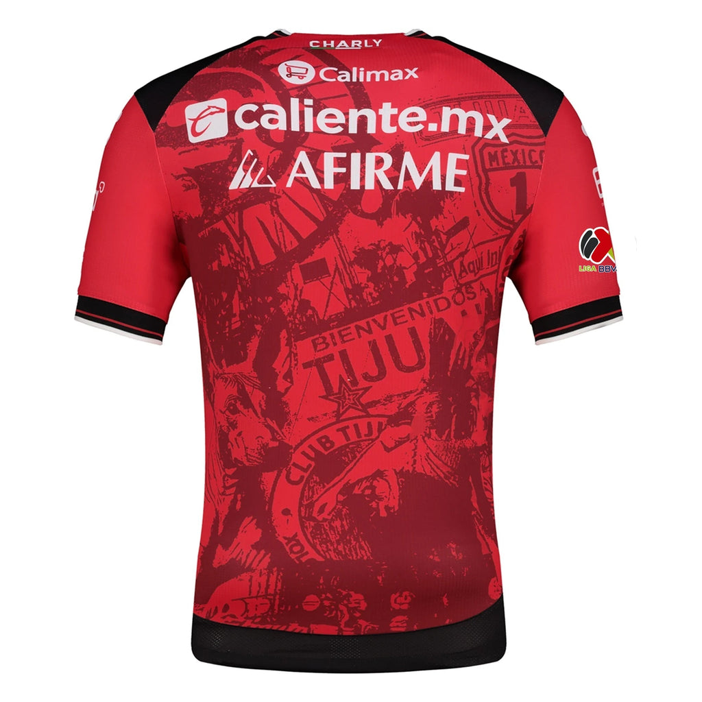 Charly Men's Club Tijuana Xolos Home Jersey 25/26 w/ BBVA MX Patch (Red/Black)