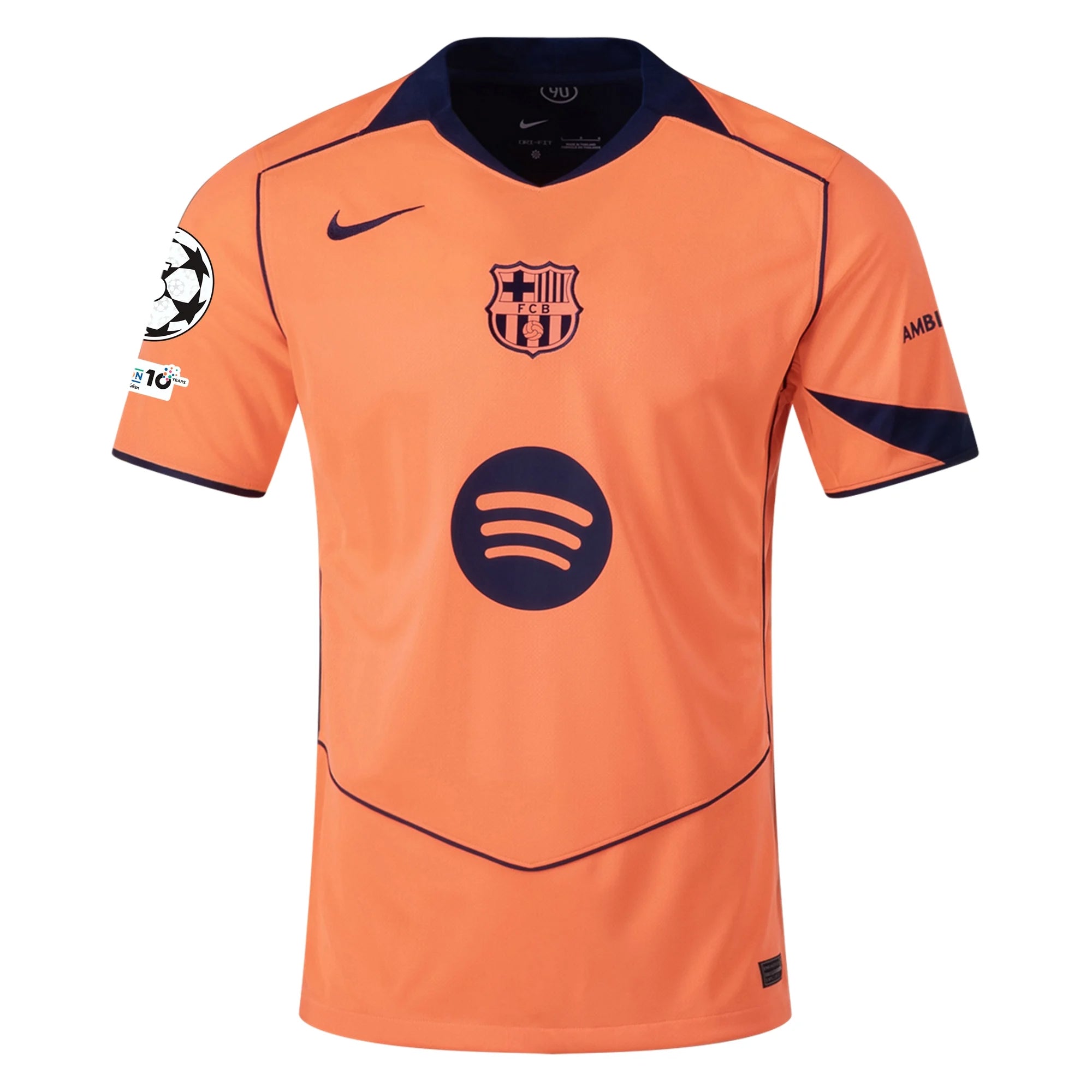 Nike Gavi FC Barcelona Third T90 Authentic Jersey 25/26 w/ Champions League Patches (Mango/Navy)