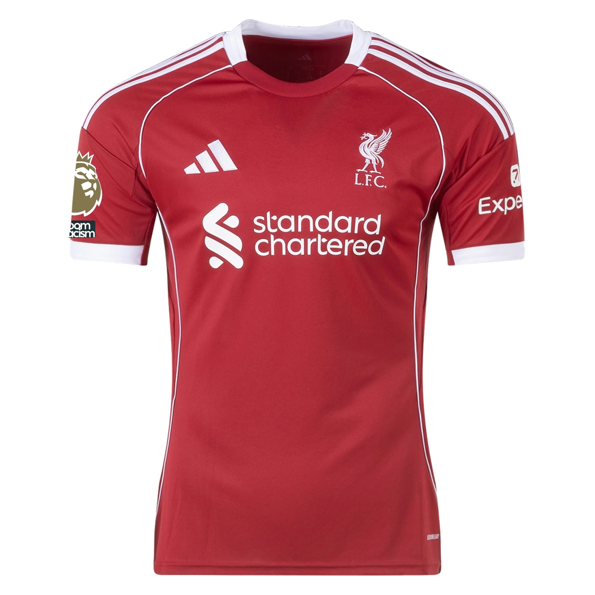 adidas Virgil Men's Liverpool Home Jersey 25/26 w/ NRFR + EPL Champions Patch (Strawberry Red)