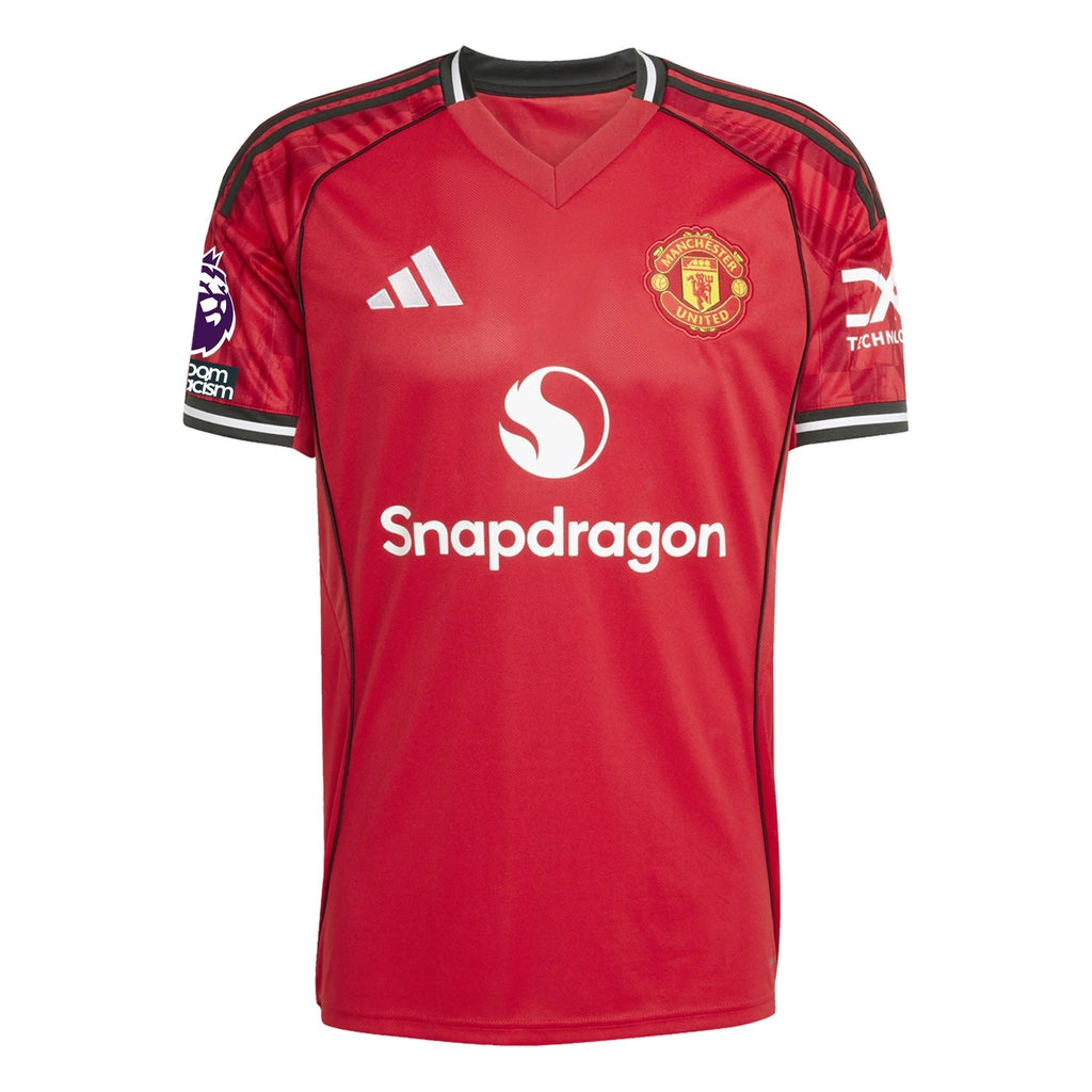 adidas Men's Manchester United Home Jersey 25/26 w/ EPL + NRFR Patches (Red)