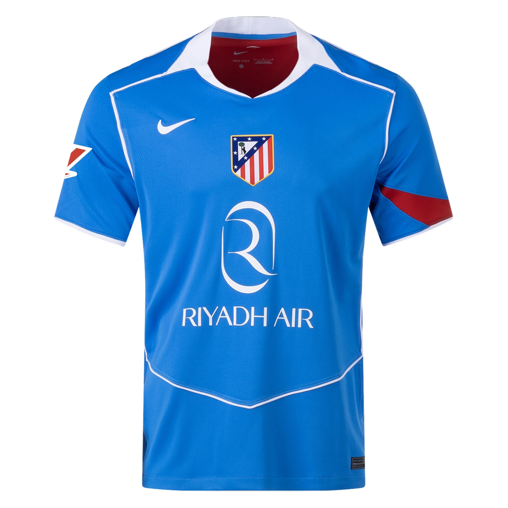 Nike Men's Atletico Madrid Álex Baena T90 Third Jersey La Liga Patch 25/26 (Photo Blue/Sport Red)