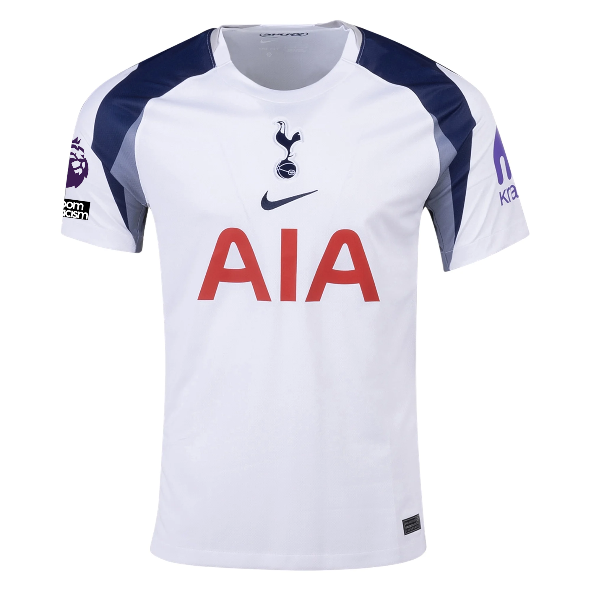 Nike Tottenham Hotspurs Home Jersey w/ EPL + No Room For Racism Patch 25/26 (White/Iron/Binary Blue)