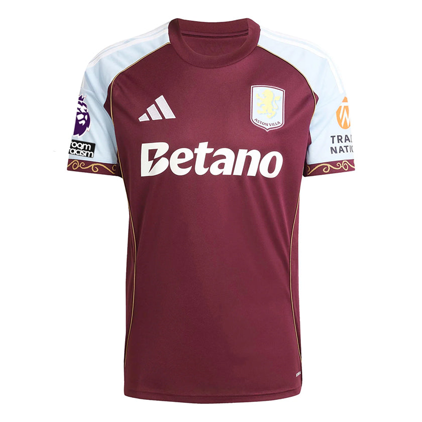 adidas Kamara Men's Aston Villa Home Jersey 25/26 w/ NRFR + EPL Patches (Maroon/Blue)