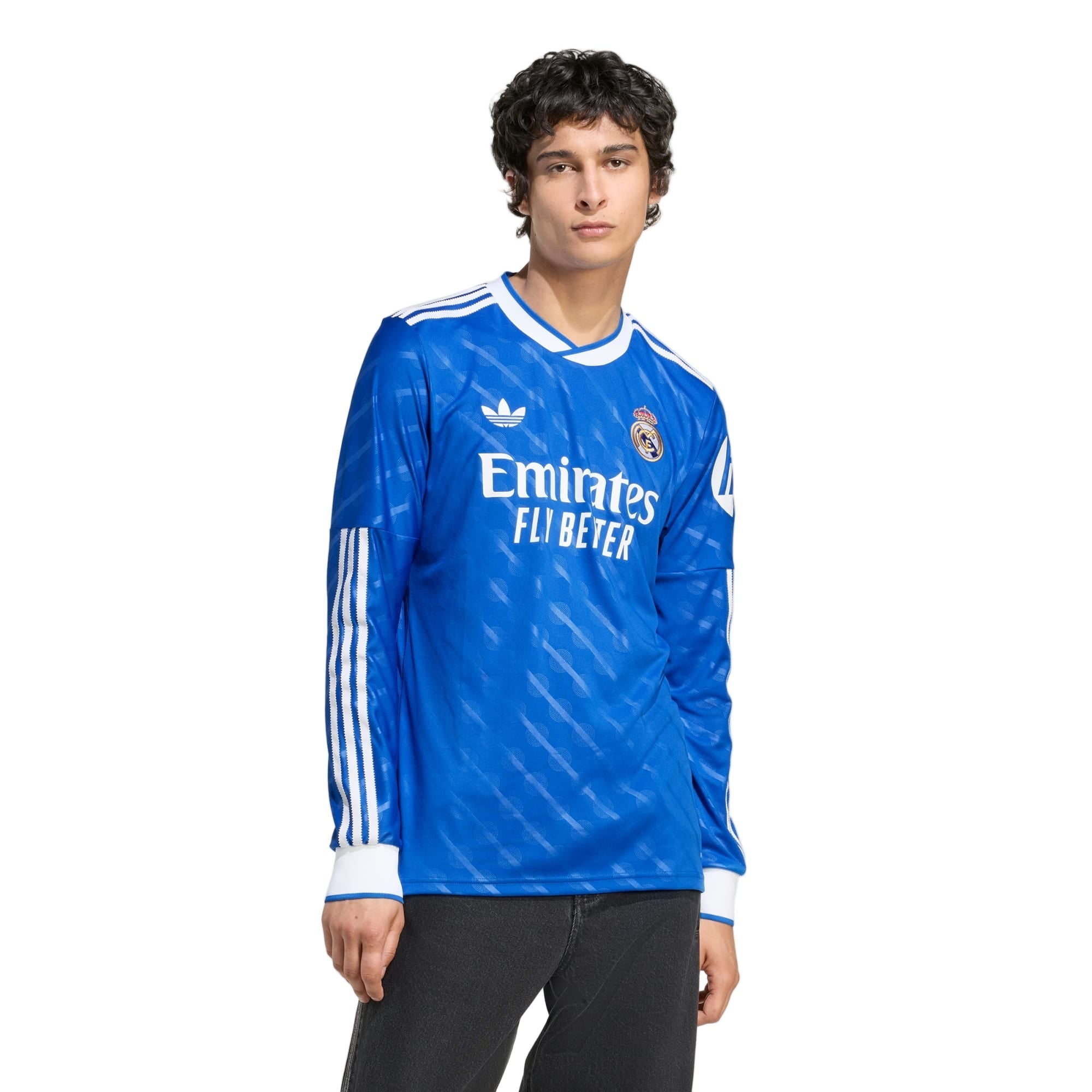 adidas Men's Real Madrid Vini Jr. Long Sleeve Third Jersey w/ Champions League Patches 25/26 (Blue/White)