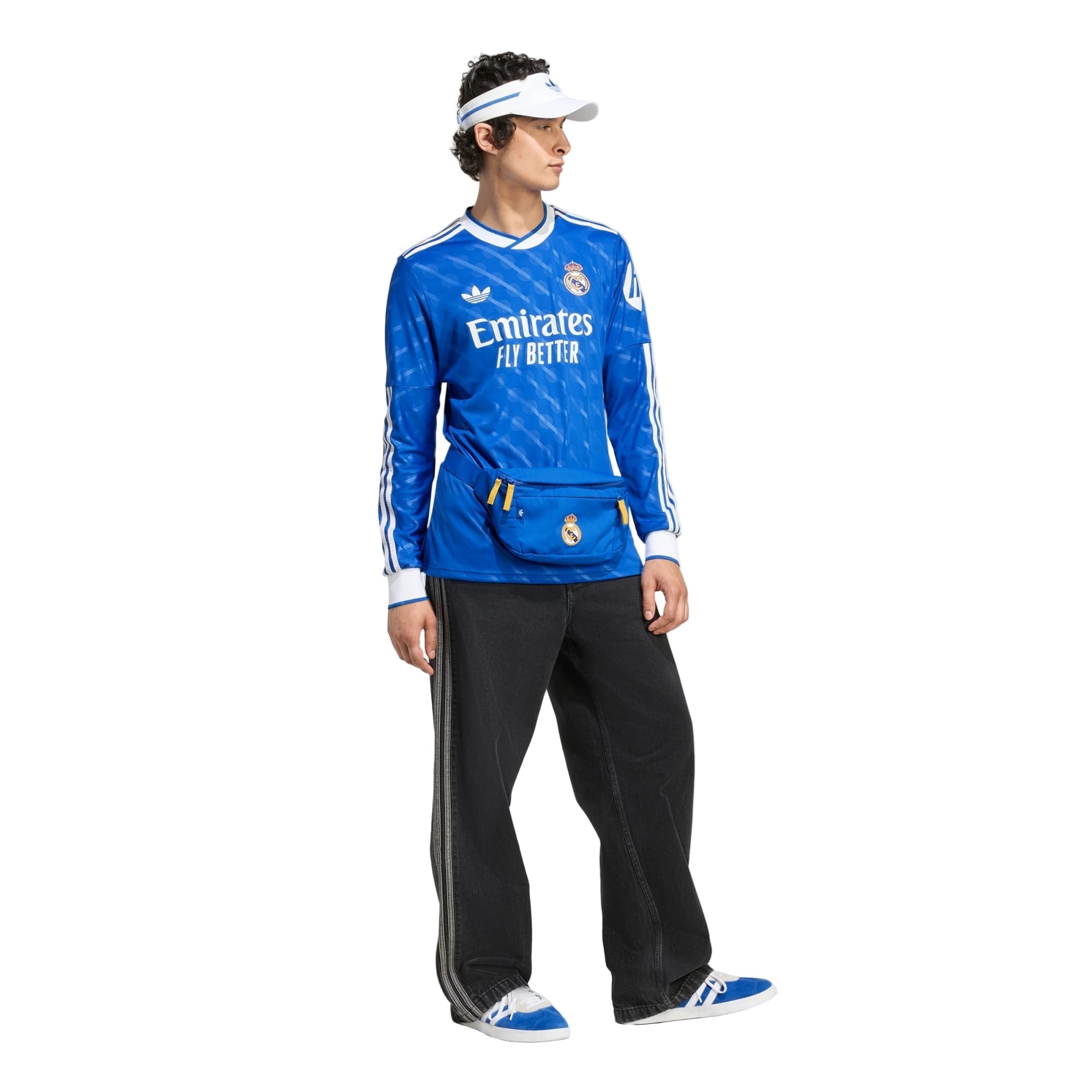 adidas Men's Real Madrid Long Sleeve Third Jersey 25/26 (Blue/White)