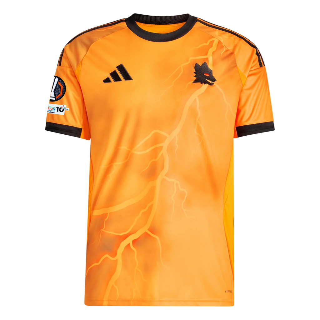 adidas Roma Wesley França Away Jersey w/ Europa League Patches 25/26 (Orange/Black)
