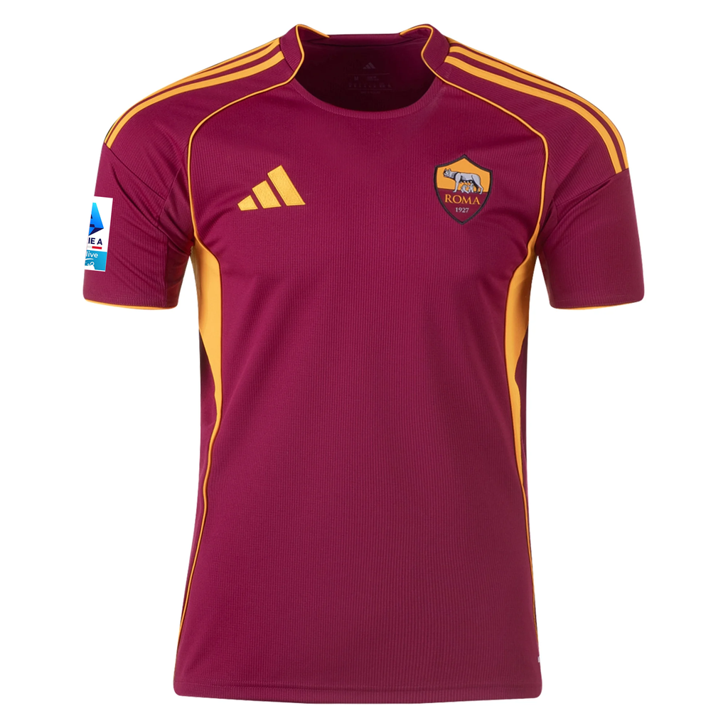 adidas Men's Roma Wesley França Home Jersey w/ Serie A Patch 25/26 (Burgundy)
