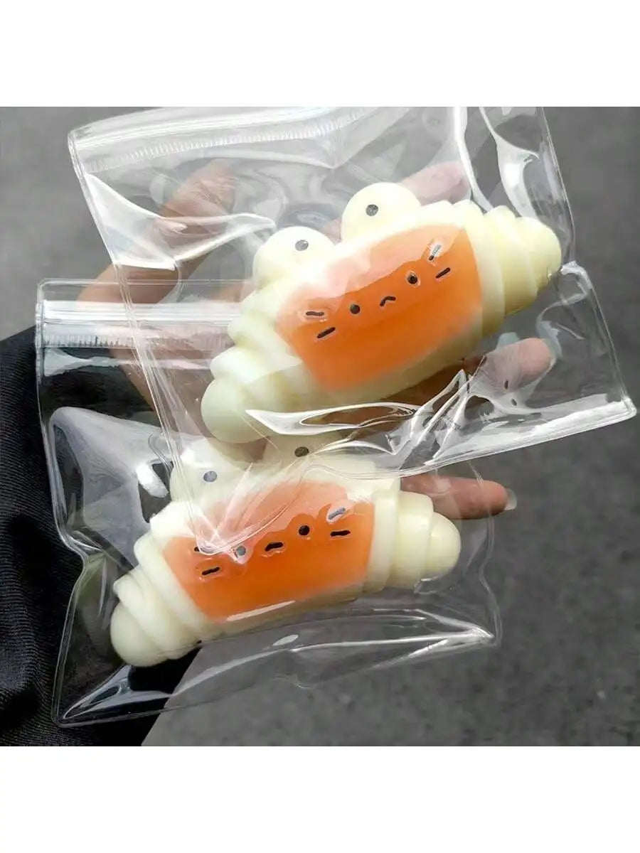 Simulated Croissant Squeeze Toy Soft Silicone Stress Relief Squishy Toy Cute Handmade Fidget Toy for Kids Adults