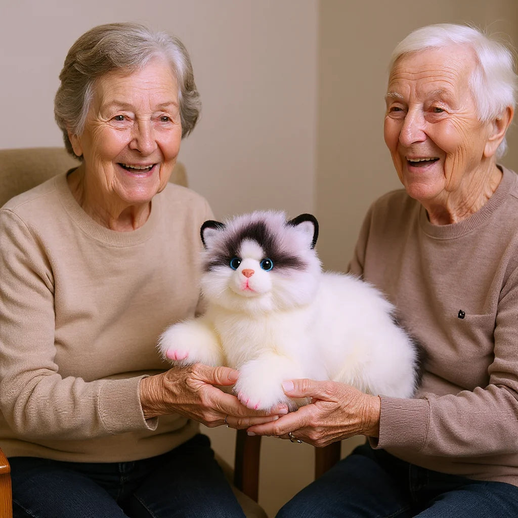 Super soft and realistic Siamese cat plush doll, emotional comfort companion doll gift for the elderly, children and girls, safe