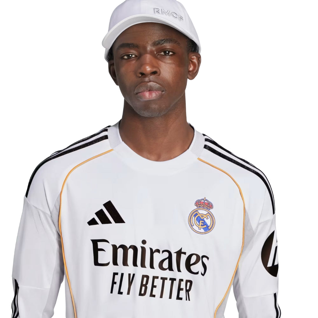 adidas Real Madrid D. Ceballos Long Sleeve Home Jersey w/ Champions League Patches 25/26 (White)