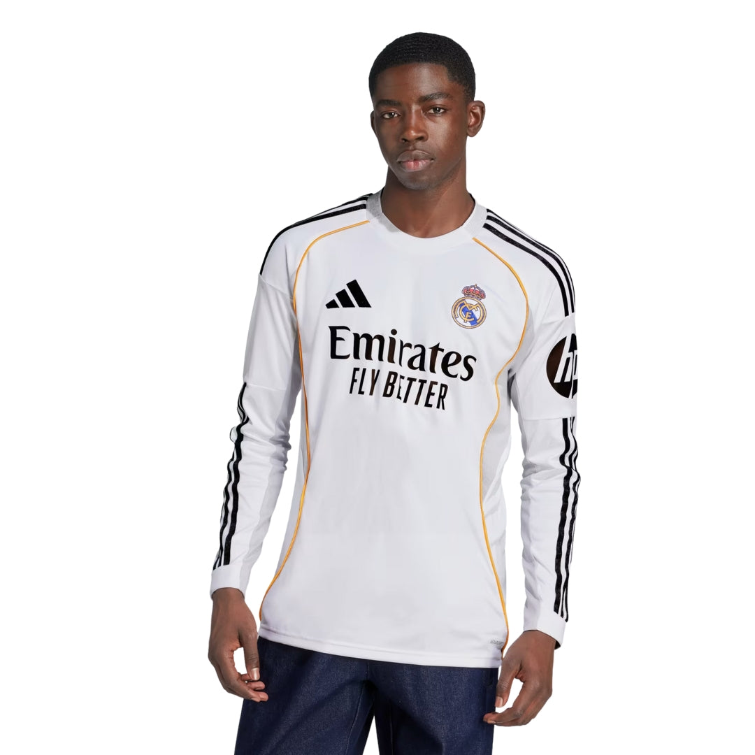 adidas Real Madrid Long Sleeve Home Jersey w/ Champions League Patches 25/26 (White)