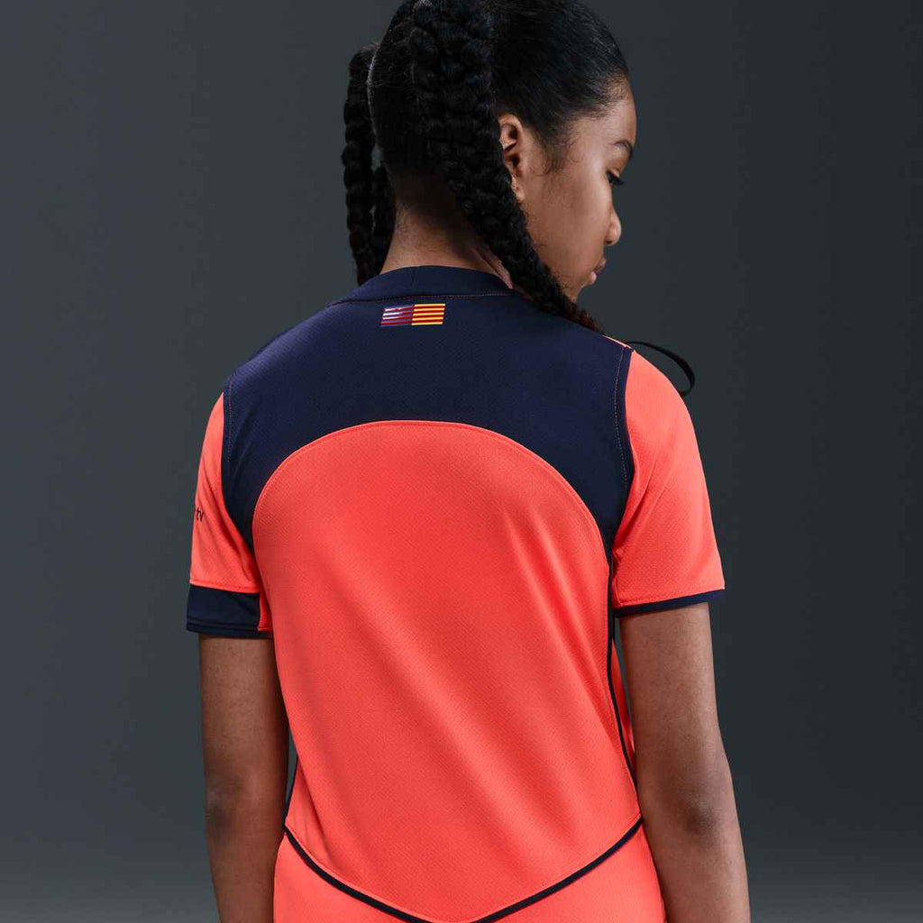 Nike Youth FC Barcelona T90 Third Jersey 25/26 (Bright Mango/Midnight Navy)