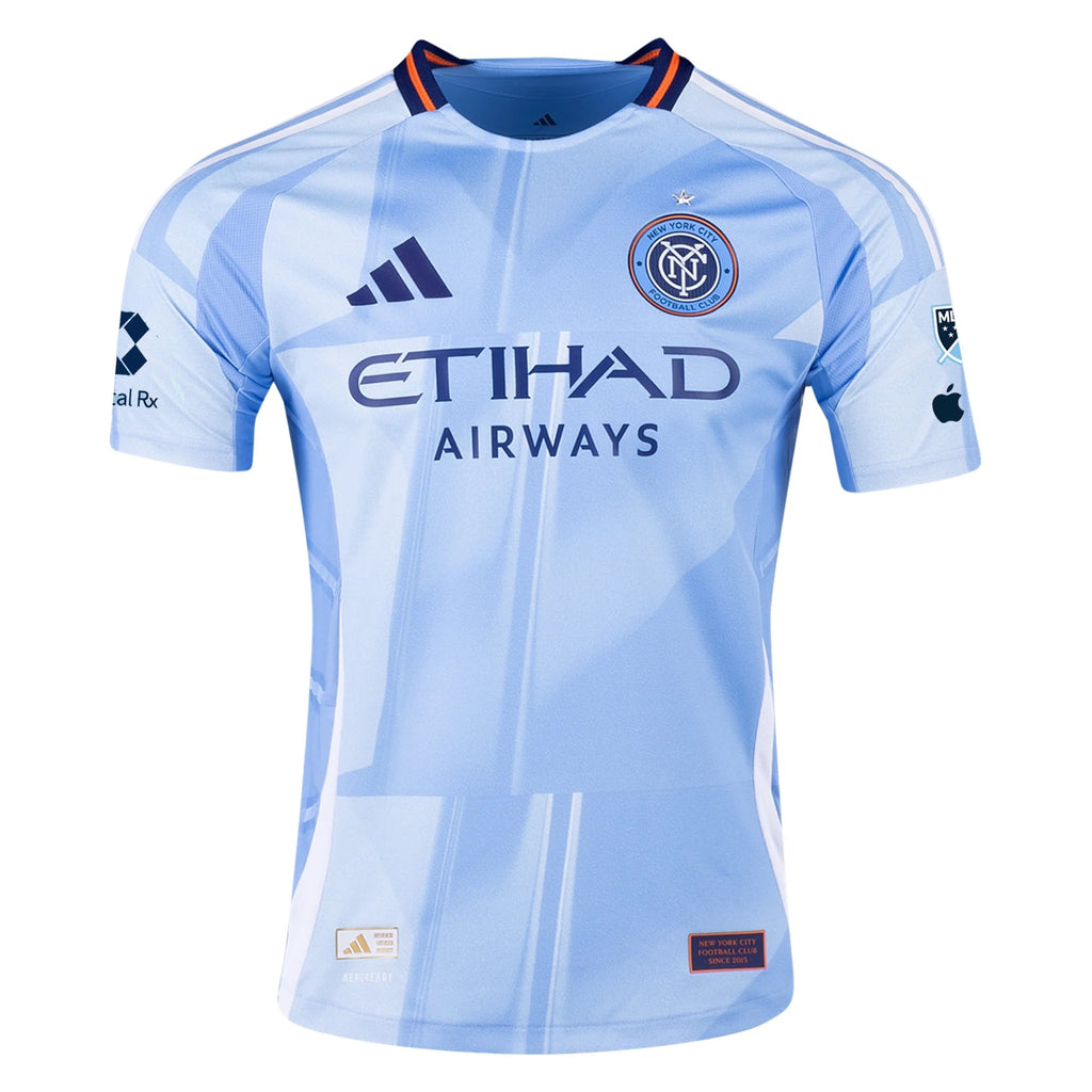 adidas Drew Baiera New York City FC Authentic Home Jersey 25/26 w/ MLS Patches (Bahia Light Blue)