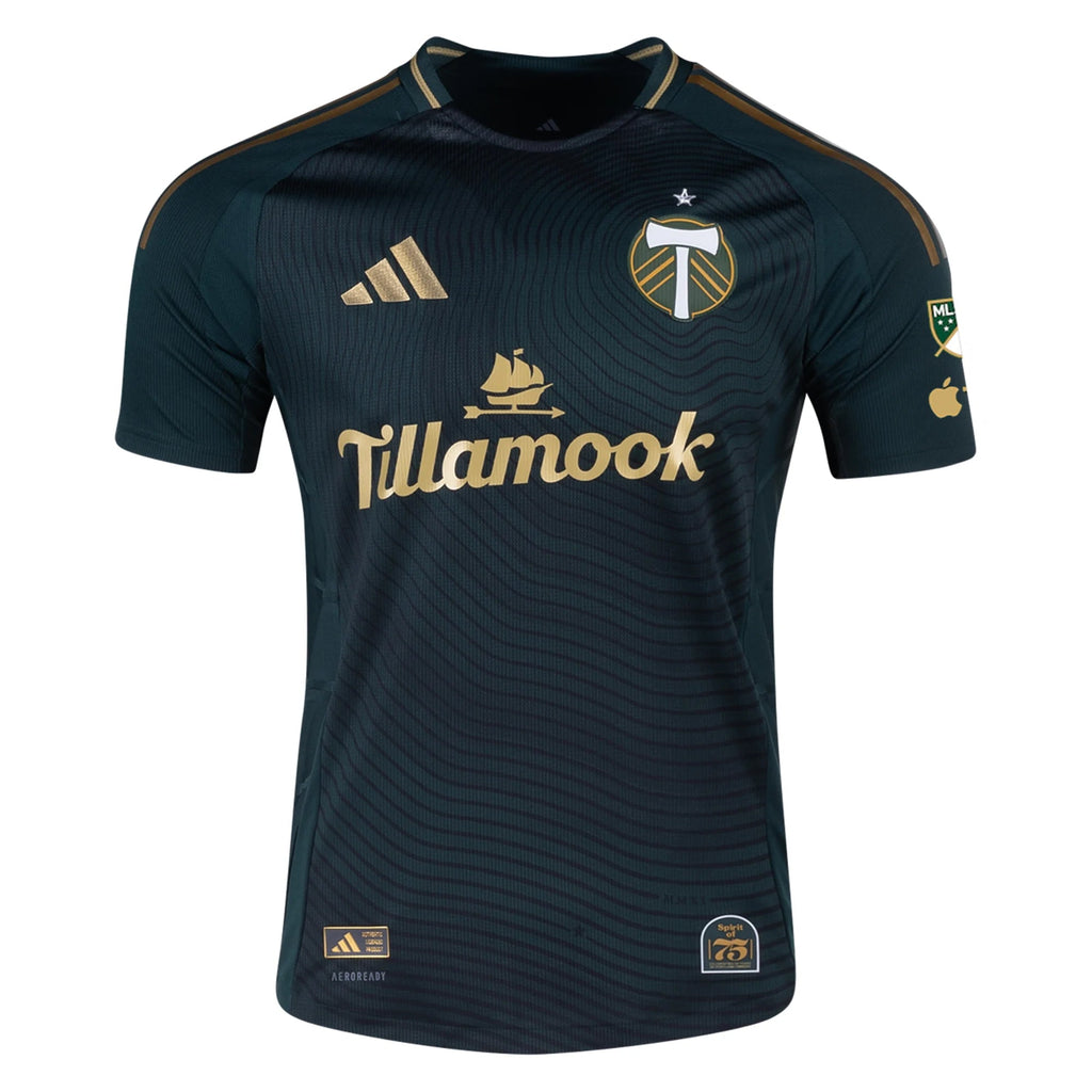 adidas Trey Muse Portland Timbers Authentic Home Jersey w/ MLS & Apple Patch 25/26 (Green/Gold)
