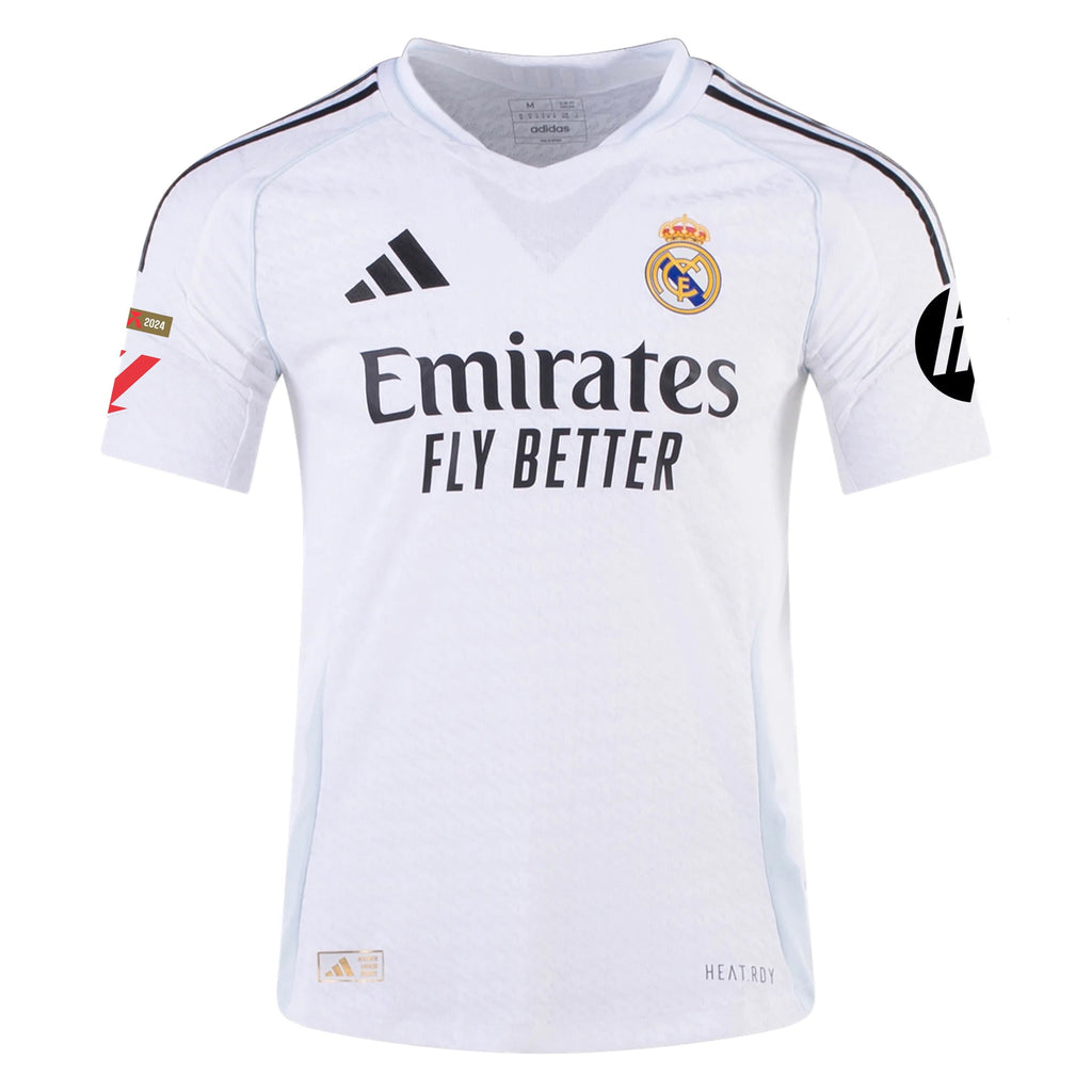 adidas Carvajal Real Madrid Authentic Home Jersey w/ La Liga Patches 24/25 (White/Black)