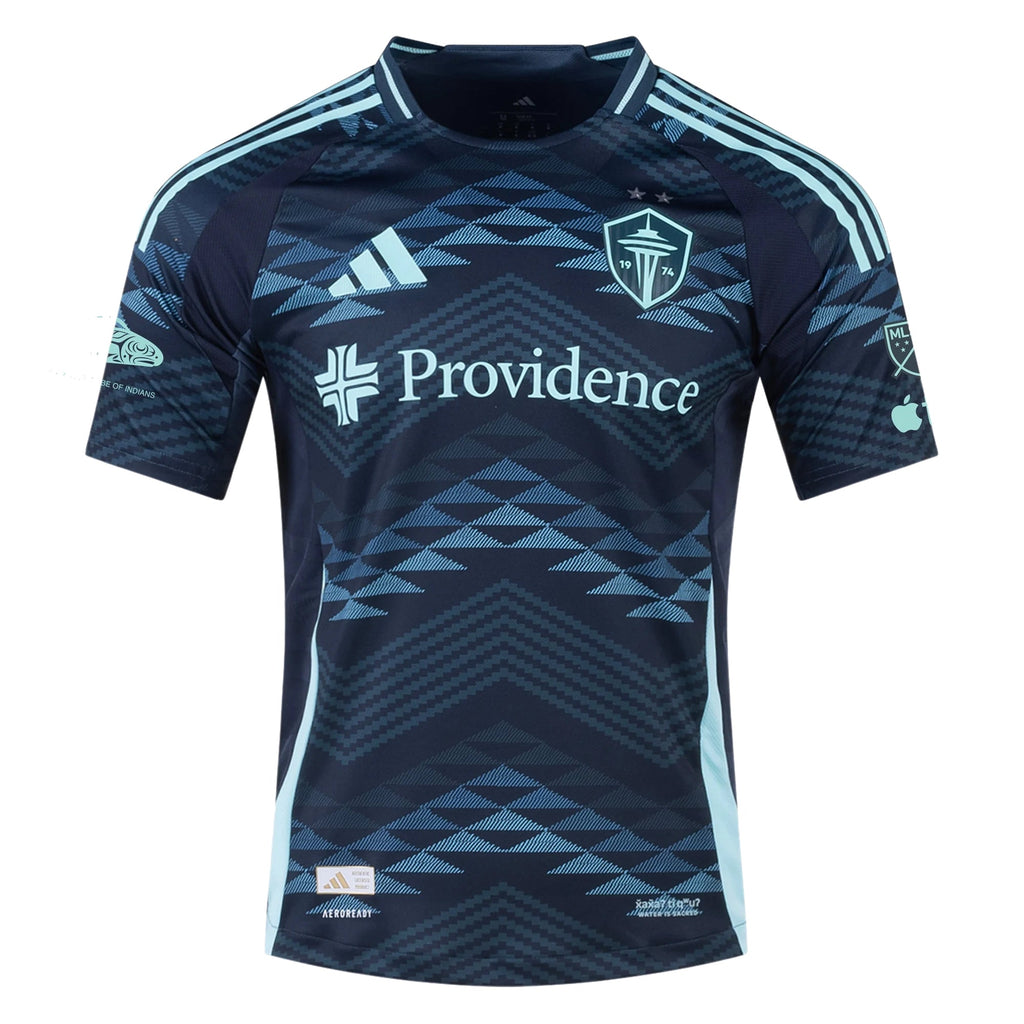 adidas Seattle Sounders Authentic Away Jersey 25/26 w/ MLS Patches & Sponsor (Aura Ink)