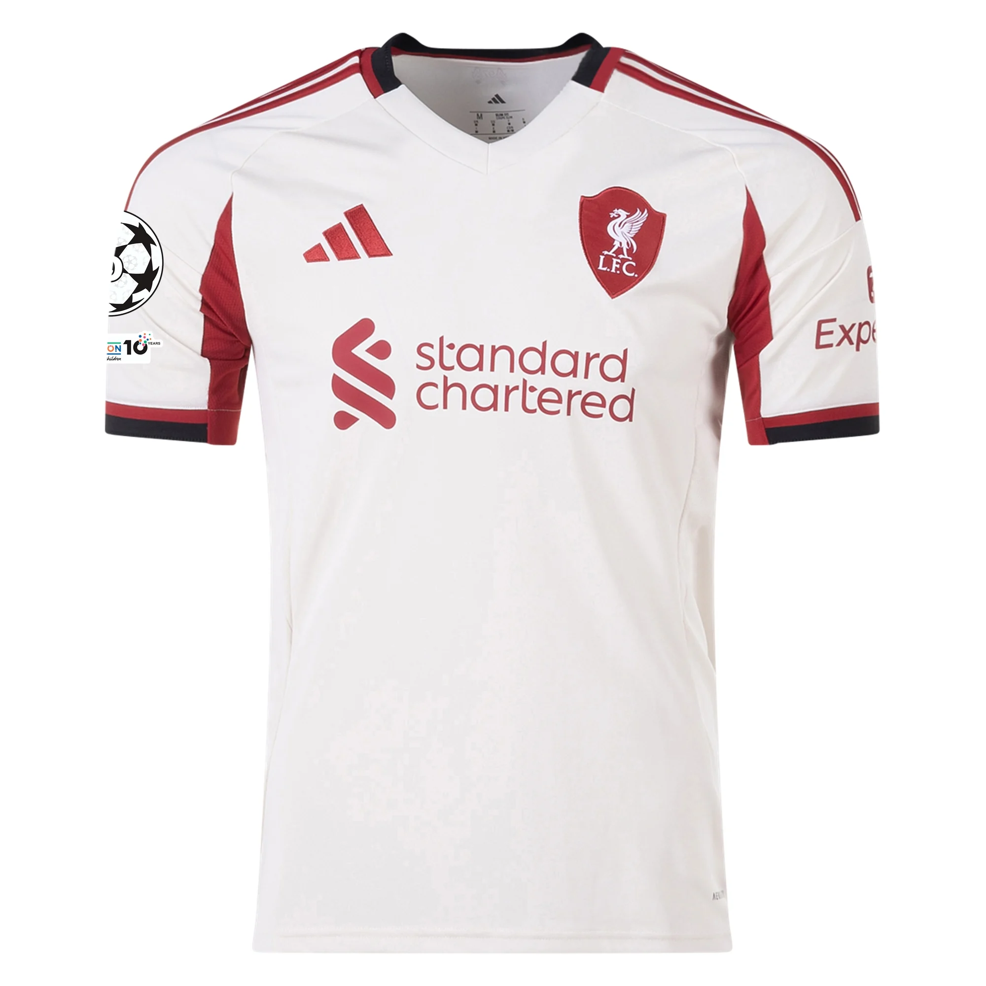 adidas Men's Liverpool Curtis Jones Away Jersey w/ Champions League Patches 25/26 (Wonder White)