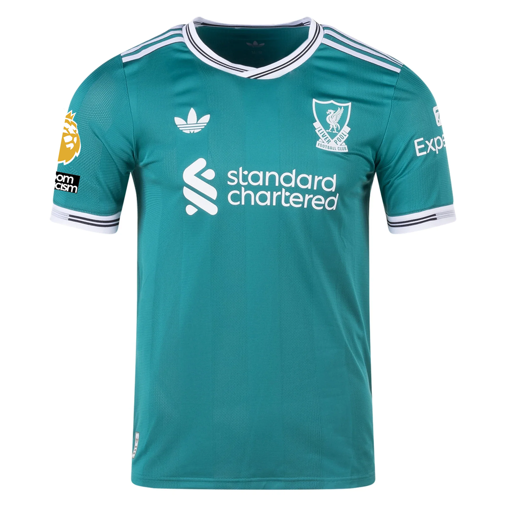 adidas Liverpool FC Authentic Diogo J. Third Jersey w/ EPL + No Room For Racism Patches 25/26 (Sea Green)