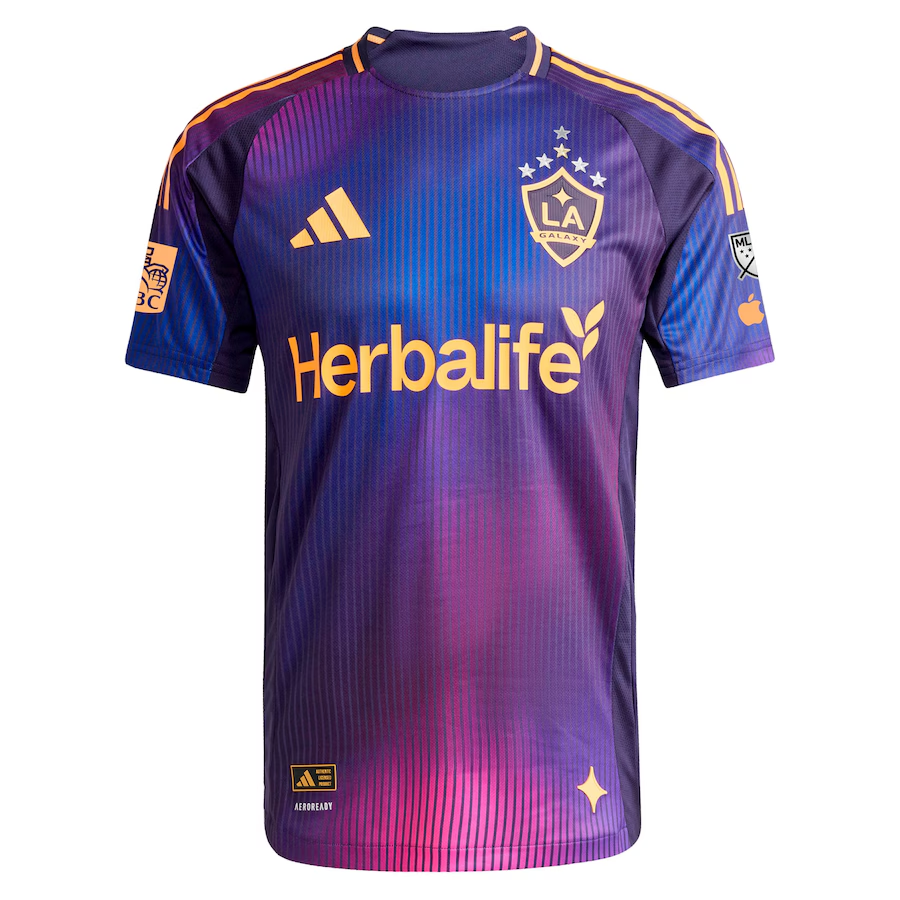 adidas John Nelson LA Galaxy Authentic Away Jersey w/ MLS + Apple TV + RBC Sponsor 25/26 (Purple)