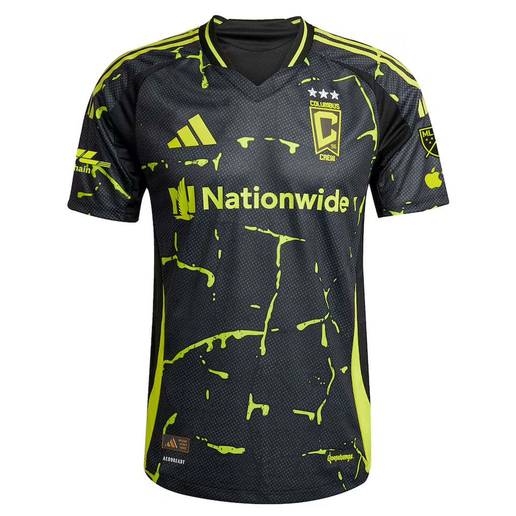 adidas Malte Amundsen Columbus Crew Authentic Away Jersey w/ MLS Patches 25/26 (Black/Yellow)
